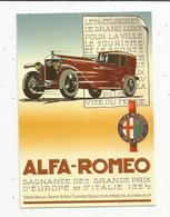 Cp, COLLECTION LES ANCETRES DE L'AUTOMOBILE , ALFA ROMEO , Gagnate...1924 , Vierge - Voitures De Tourisme