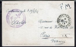 Turquie - 1922- Constantinople - Occupation Française - Cor. F.M. Agence Embarquée, Pour Paris - CPA Musulmans En Prière - Cartas & Documentos