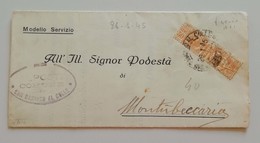 Modello Servizio Per Montubeccaria, Affrancata Con C.50 Pacchi - 26/01/1945 Uso Tardivo - Pacchi Postali