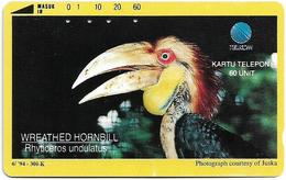 Indonesia - Telkom Indonesia (Tamura) - Rhyticeros Undulatus, Wreathed Hornbill Bird, 1994, 60Units, Used - Indonesië