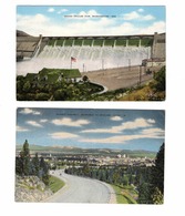 2 SPOKANE, Washington, USA,  BEV Of Spokane & Grand Coulee Dam, Old Linen Postcards - Spokane