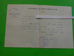 Permis D'inhumation Mairie De Crespin - Unclassified