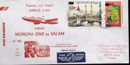 27 JUIN 1981 -  AIR FRANCE - MORONI-DAR Es SALAM - PREMIER VOL POSTAL AIRBUS - Storia Postale