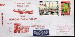 27 JUIN 1981 -  AIR FRANCE - MORONI-DAR Es SALAM - PREMIER VOL POSTAL AIRBUS - Lettres & Documents