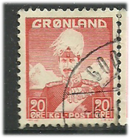 Greenland 1946 King Christian X, King Of Denmark, 20 øre Red;Mi 26,Cancelled(o) - Gebraucht