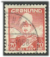 Greenland 1946 King Christian X, King Of Denmark, 20 øre Red;Mi 26,Cancelled(o) - Oblitérés