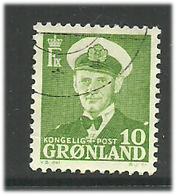 Greenland 1950 King Christian X, King Of Denmark, 10 øre Green, Mi 30,Cancelled(o) - Gebraucht