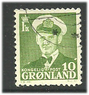 Greenland 1950 King Christian X, King Of Denmark, 10 øre Green, Mi 30,Cancelled(o) - Oblitérés
