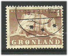 Greenland 1950 Arctic Ship "Gustav Holm" In Front Of An Iceberg, Mi 35,cancelled(o) - Usados