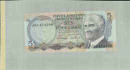 Billet De Banque Türkiye Cumhuriyet Merkez Bankasi 5 Lira 1970 TB  DESC 2019 Gerar - Turquie