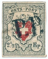 1850 2 ½ Rp. ORTS-POST Mit PP-Stempel - 1843-1852 Federal & Cantonal Stamps