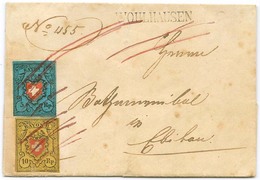 1850 15Rp. Buntfrankatur Rayon I+II - 1843-1852 Federal & Cantonal Stamps