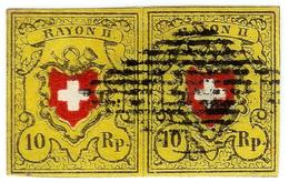 1850 Paar 10Rp. Rayon II Stein B - 1843-1852 Timbres Cantonaux Et  Fédéraux