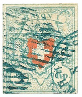 1851 5Rp. Rayon I Blaue Stempel - 1843-1852 Kantonalmarken Und Bundesmarken