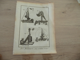 Rare Gravure Estampe Originale Diderot D'Alembert 1778  19.5 X 25.7 Arts Militaire Catapultes Armes Machines - Dokumente