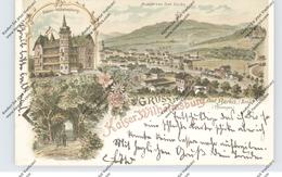 0-5302 BAD BERKA, Kaiser Wilhelmsburg, Ortsansicht Mit Bahnhof, Lithographie - Bad Berka