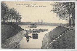 68 HUNINGUE . HÜNINGEN . Bonjour De L'entrée Du Canal , édit,:  , Années 10 , état Extra - Huningue