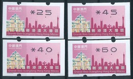 MACAU 2019 GUANDGONG, H.K. & MACAU GREAT BAY ATM LABELS NEW VISION BOTTOM SET OF 4 - Distributeurs