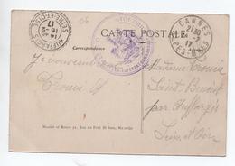 1917 - CP FM De CANNES (ALPES MARITIMES) Avec CACHET MILITAIRE "8° SECTION D'AUTOMOBILE" - WW I