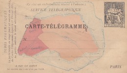 ENTIER. CARTE PNEUMATIQUE. Type CHAPLAIN 30c. NOIR. PLAN PARIS ROSE FONCE, ROSE CLAIR ET BLEU. - Neumáticos