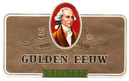 Etiquette De Boîte à Cigares, Lithographiée, Litho GULDEN EEUW - SENATOR (vert). - Labels