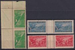 1937-366 CUBA REPUBLICA 1937 MNH GUTTER PAIR Ed.302-04 CENT CAÑA DE AZUCAR SUGAR CANE. - Neufs