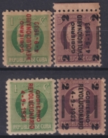 1933-67 CUBA REPUBLICA 1933 Ed.272-03 REVOLUCION DE 1933. SERIE 4 HABILITACIONES. GOMA ORIGINAL. - Unused Stamps