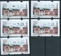 MACAU ATM LABELS STREETS AND ALLEYS NAGLER MACHINE 1 PATACA X 5 WITH BROKEN RIBBON PRINT - Distributori