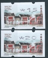 MACAU ATM LABELS STREETS AND ALLEYS WITH BROKEN RIBBON PRINT - Distributeurs