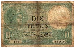 Billet > France > 10 Francs GH.12=12=1940.GH.  >   A.81608  > Petit Trous A La Pliure Du Centre - 10 F 1916-1942 ''Minerve''