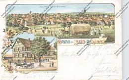 0-5400 SONDERSHAUSEN - KLEIN BERNDTEN, Lithographie, Gasthof Zur Linde, Heuernte, Dorfansicht - Sondershausen