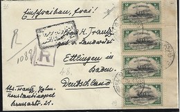 TURKEY 1917- Letter Sent To Baden, Germany With Strip Of 4 Of The 1914 Cruiser Hamidie 2p Signed Sorani - Covers & Documents