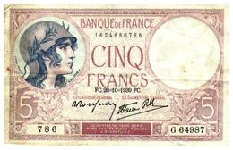 Billet > France > 5 Francs  FC.26=10=1939.FC.  >   G.64987 - 5 F 1917-1940 ''Violet''