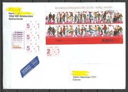 NEDERLAND NETHERLANDS 2019 Registered Air Mail Cover To Estonia Block Kinderpostzegels 2006 Etc - Storia Postale