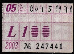 Monthly Bus Ticket, Portugal - Maio 2003 / L1 - Transportes Colectivos Da Região De Lisboa - Europa