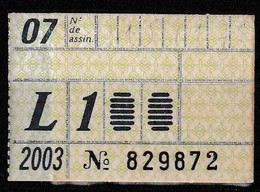 Monthly Bus Ticket, Portugal - Julho 2003 / L1 - Transportes Colectivos Da Região De Lisboa - Europa