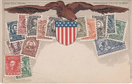 Philatelie Litho AK United States Of America USA Etats Unis Amerique Vereinigte Staaten Amerika Briefmarke Stamp Timbre - Timbres (représentations)