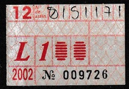 Monthly Bus Ticket, Portugal - Dezembro 2002 / L1 - Transportes Colectivos Da Região De Lisboa - Europa