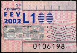 RARE _ Monthly Bus Ticket, Portugal - Fevereiro 2002 / L1 - Transportes Colectivos Da Região De Lisboa - Europa