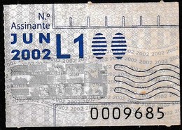 RARE _ Monthly Bus Ticket, Portugal - Junho 2002 / L1 - Transportes Colectivos Da Região De Lisboa - Europa