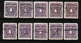 CANADA  Scott # J 15 USED WHOLESALE LOT OF 10 (WH-370) - Port Dû (Taxe)