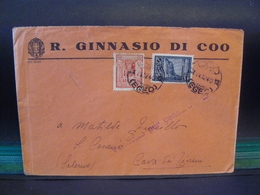 ISOLA  DI  COO  (  EGEO )   1940  :  OCCUPAZIONE MILITARE ITALIANA _ RARA LETTERA PER CAVA  DEI  TIRRENI - Aegean (Coo)