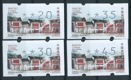 MACAU 2015 ATM LABELS STREETS AND ALLEYS KLUSSENDORF MACHINE BOTTOM SET OF 4 - Distributori