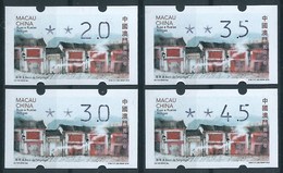 MACAU 2016 ATM LABELS STREETS AND ALLEYS KLUSSENDORF MACHINE BOTTOM SET OF 4 - Automaten