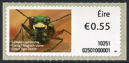 IRELAND (2010). SOAR - ATM - Cicindela Campestris, Ciaróg Thiograch Uaine, Green Tiger Beetle, Cicindèle Champêtre - Viñetas De Franqueo (Frama)