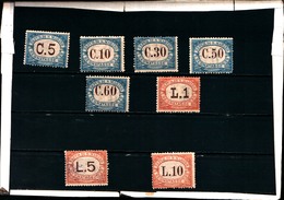 92325A) SAN MARINO-Cifra In Cornice Ovale - Segnatasse - 2 Aprile 1925-8 Valori-2 MLH*+4 MNH**+1 USATO+1 SG - Segnatasse