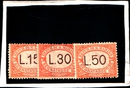 92326) SAN MARINO-Cifra In Cornice Ovale, Carattere Bastoncino - Segnatasse - 1927-3 Valori- MLH* - Segnatasse