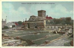 COLOURED POSTCARD - ROMAN FORUM & ST. NICOLAS CHURCH - LEICESTER - Leicester