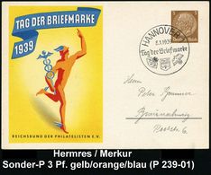 GRIECHISCHE & RÖMISCHE MYTHOLOGIE : HANNOVER 1/ Tag Der Briefmarke 1939 (8.1.) SSt Auf Sonder-P. 3 Pf. Hindenbg., Braun: - Mythologie