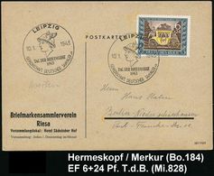 GRIECHISCHE & RÖMISCHE MYTHOLOGIE : LEIPZIG/ TAG DER BRIEFMARKE/ GDS 1943 (10.1.) SSt = Merkur-Kopf Auf Passender EF 6 + - Mythologie